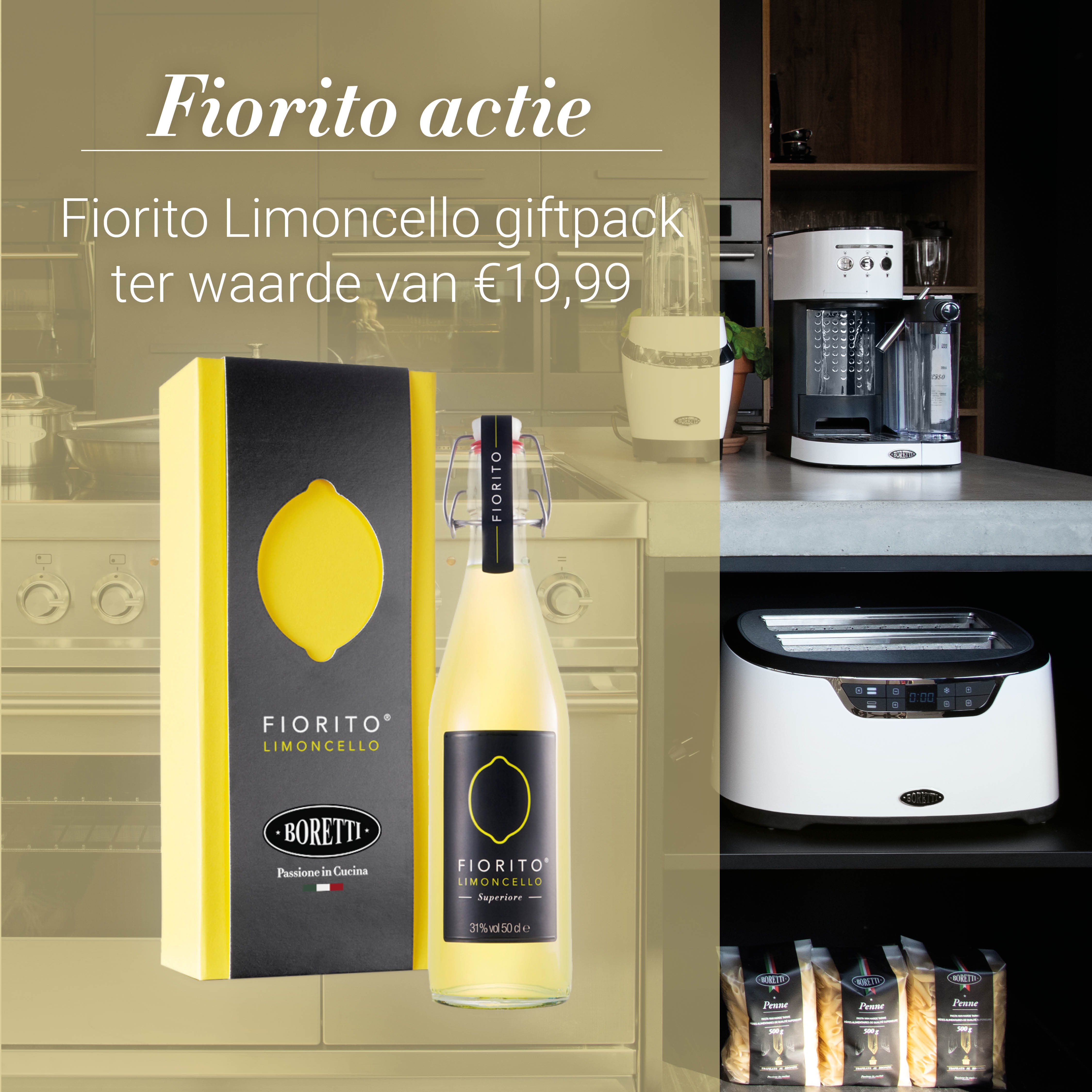 Gratis Fiorito Limoncello bij aankoop van een Boretii keukenapparaat